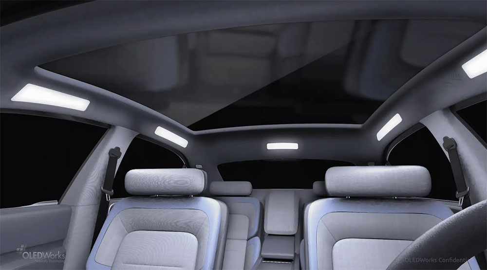 汽车内部OLED照明效果图-OLEDWorks